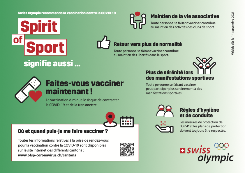 Infographique vaccination de Swiss Olympic